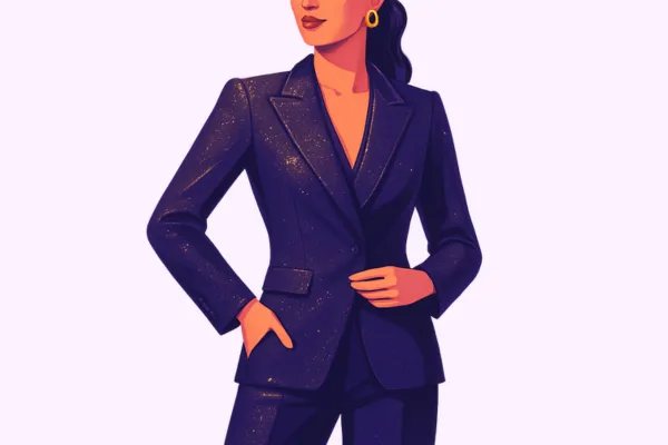 Illustration : une femme en tailleur, sûre d’elle